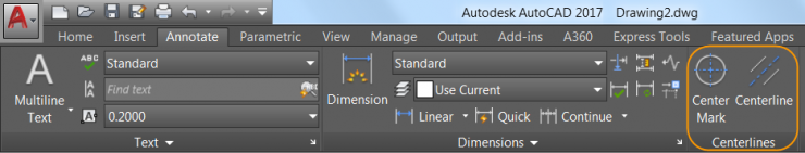AutoCAD 2017 - Centerlines and Center Marks